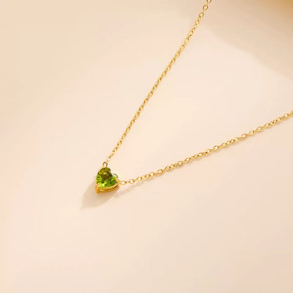 Heart Birthstone Dainty Pendant Necklace