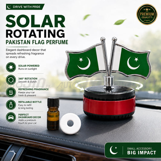 Universal Car Solar Pakistan Flag Rotating Perfume