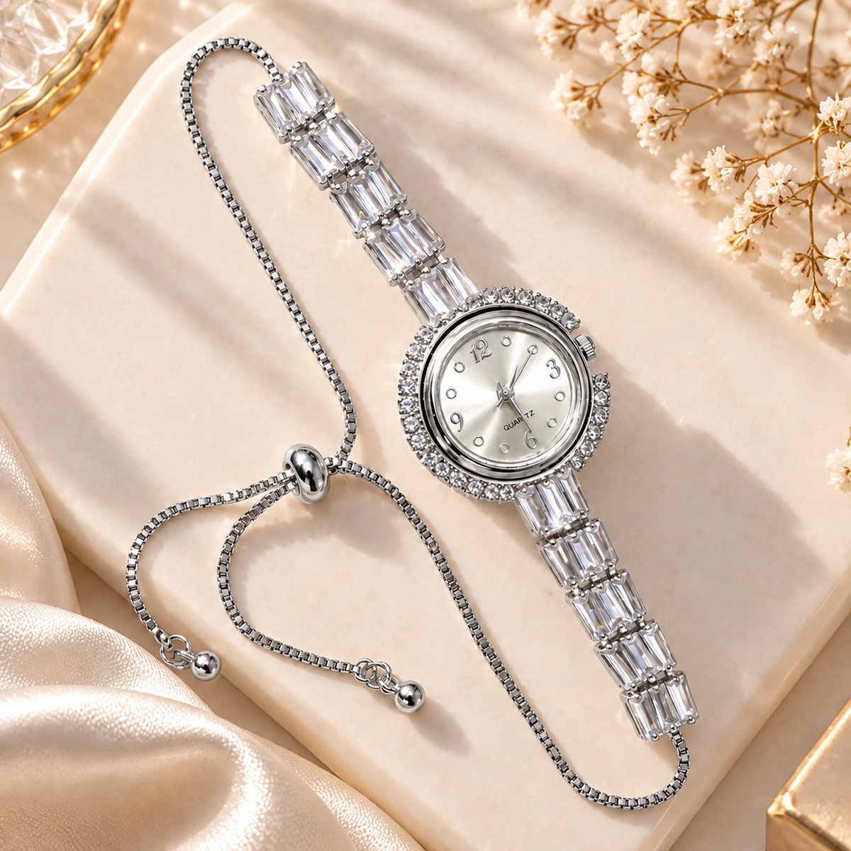 Zircon Adjustable Watch-02 (Silver)