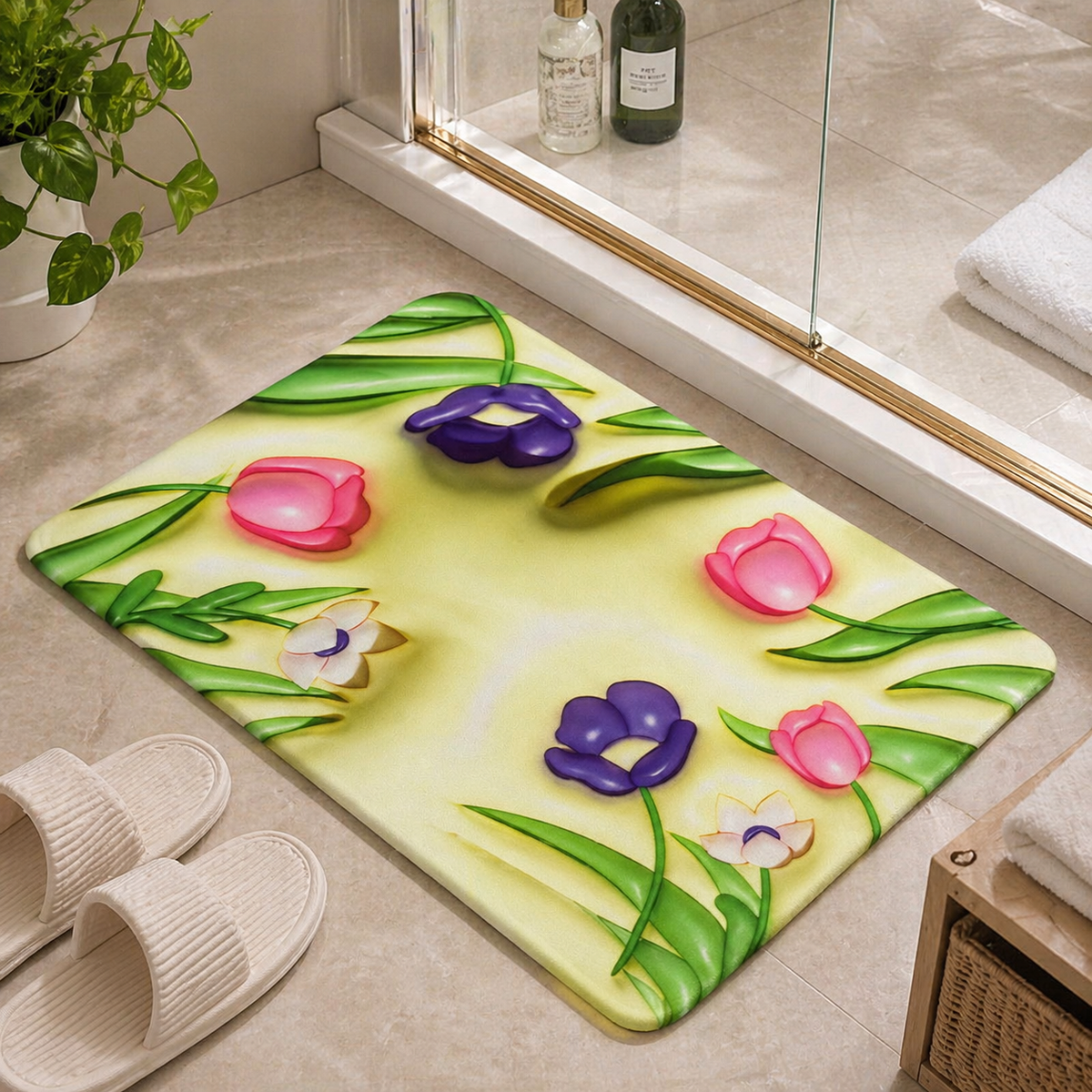 3D Blossom QuickDry Non-Slip Bath Mat