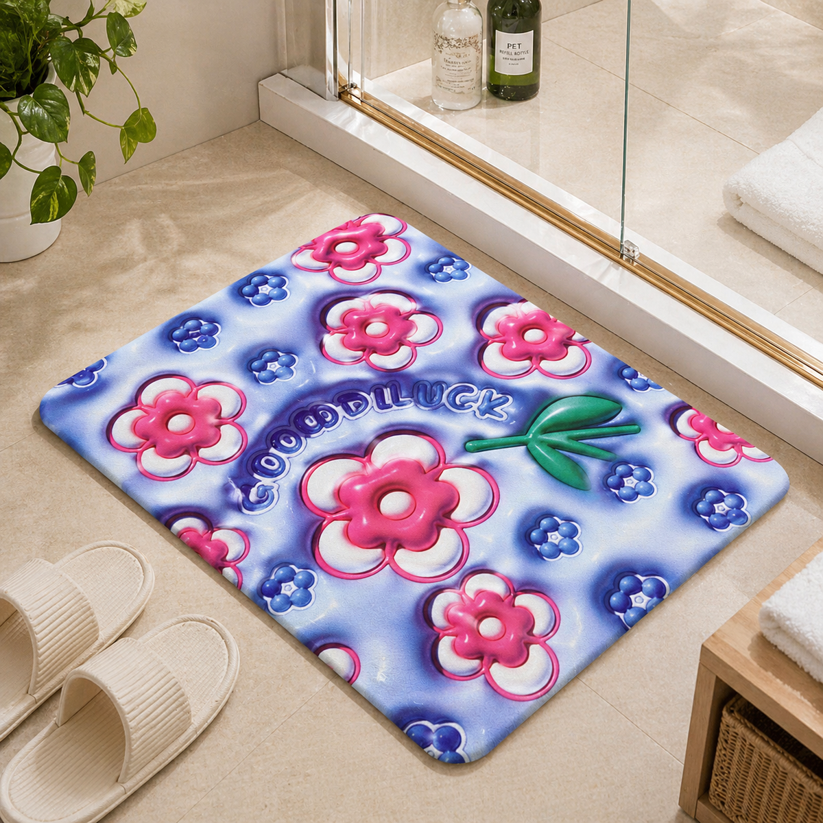 3D Blossom QuickDry Non-Slip Bath Mat