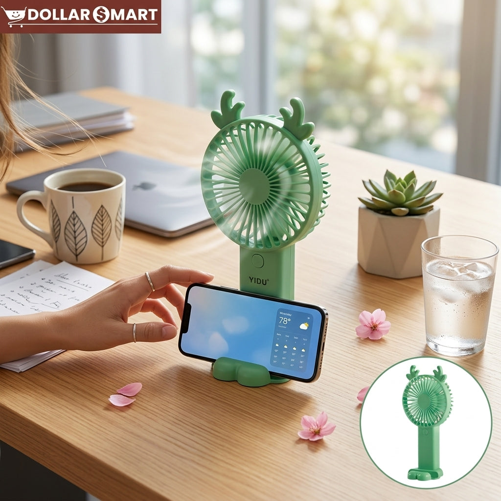 Portable Fan with Mobilephone Holder