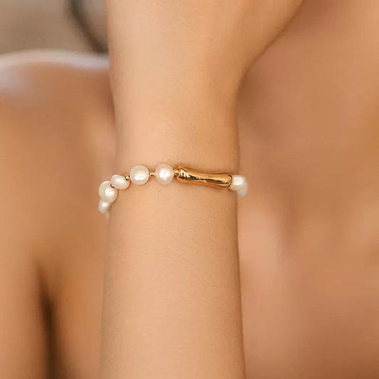 Gold-Plated Pearl Beaded Bracelet