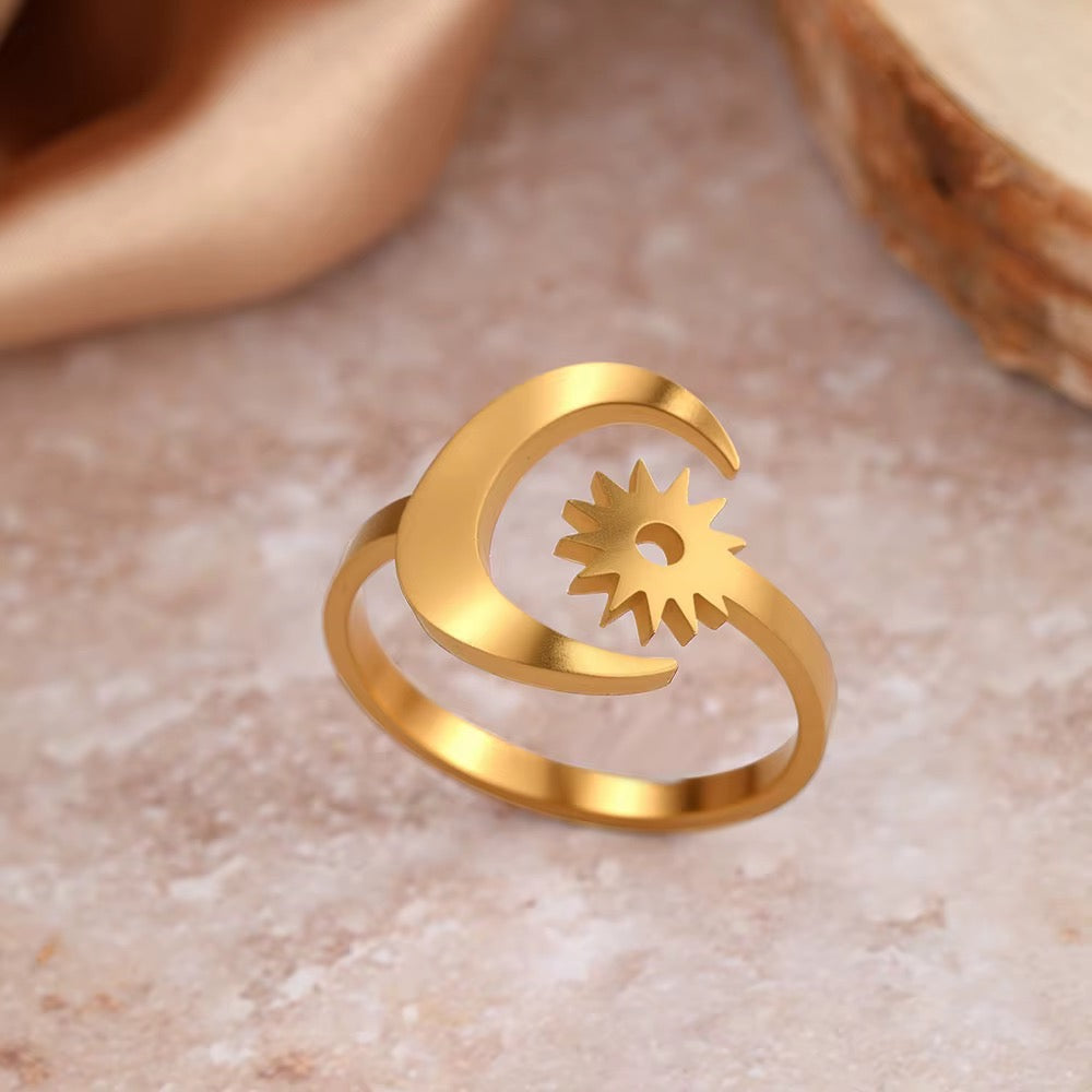 Celestial Sun and Moon Adjustable Ring