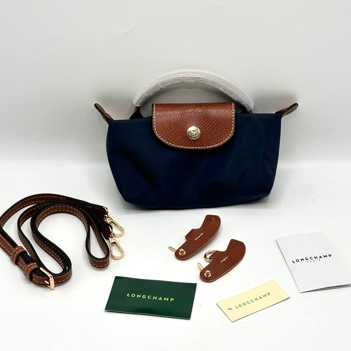 Longchamp Le Pliage Pouch with Handle & Long Strap XS