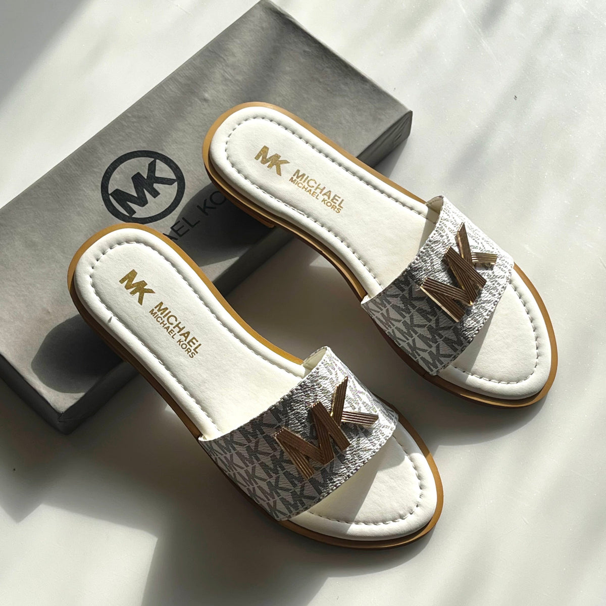 Michael Kors MK Logo Slide Sandals-Box Packaging