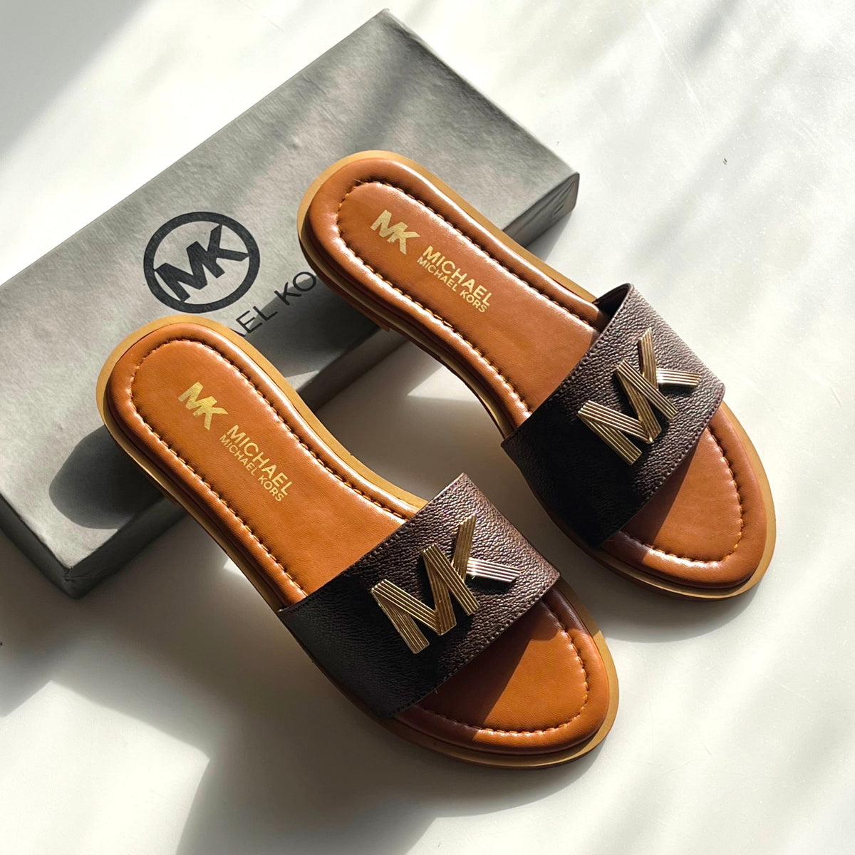 Michael Kors MK Logo Slide Sandals-Box Packaging