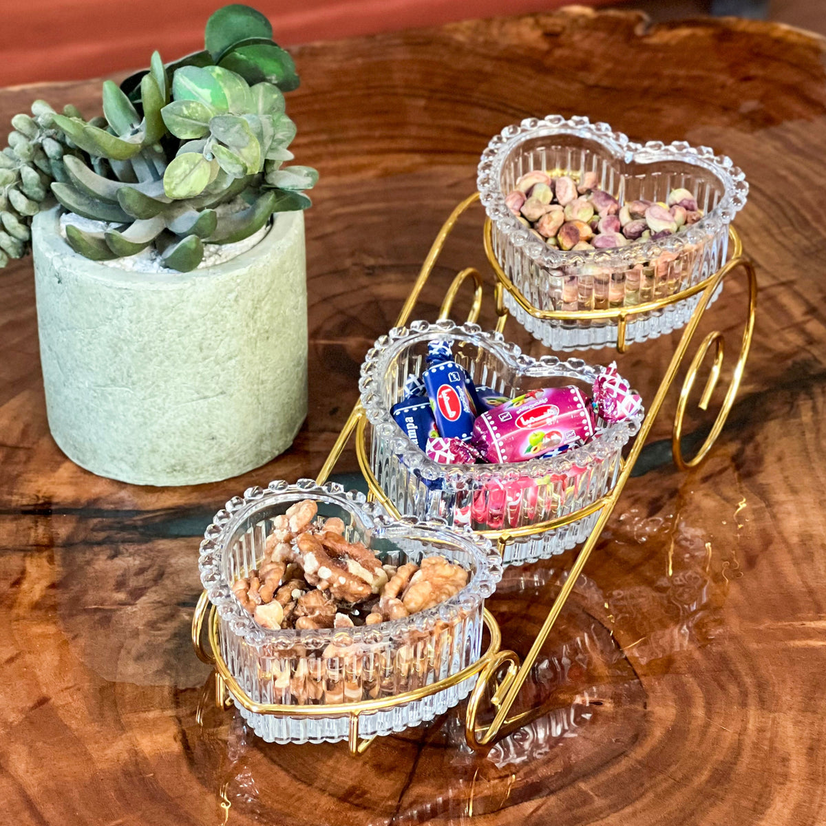 EliteCurve Heart-Shaped Glass Serving Trio (1120)