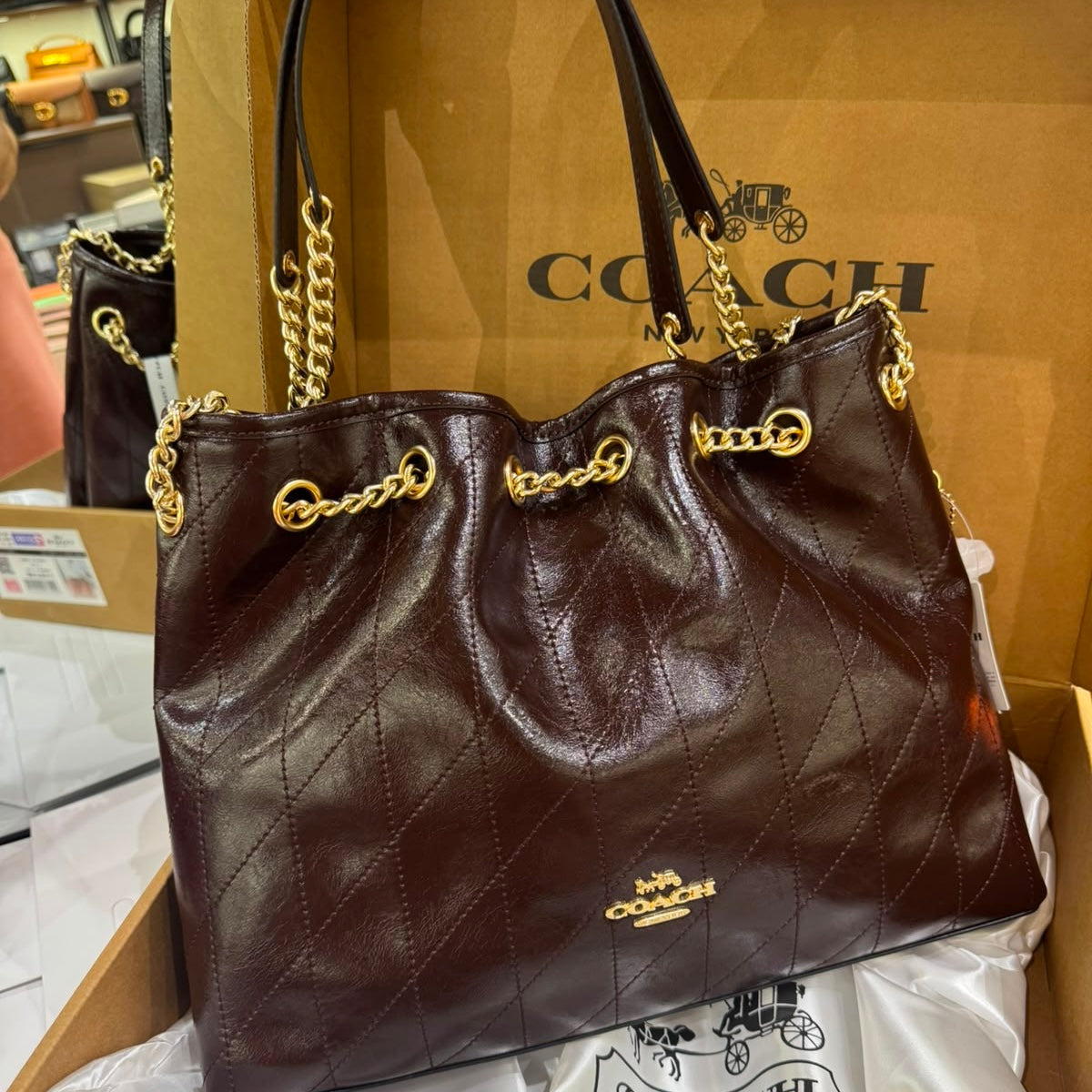COACH Evelyn Large Shoulder Bag-Box Packaging