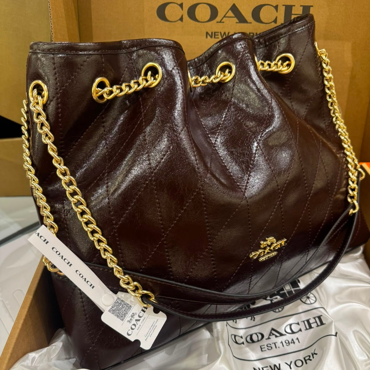 COACH Evelyn Large Shoulder Bag-Box Packaging