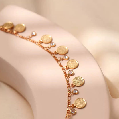 Gold-Plated Coin Charm Anklet