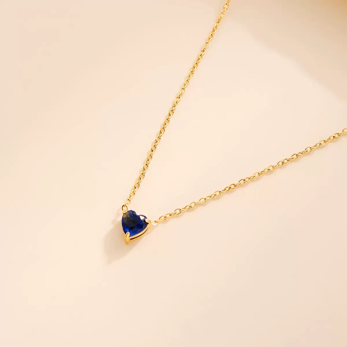 Heart Birthstone Dainty Pendant Necklace