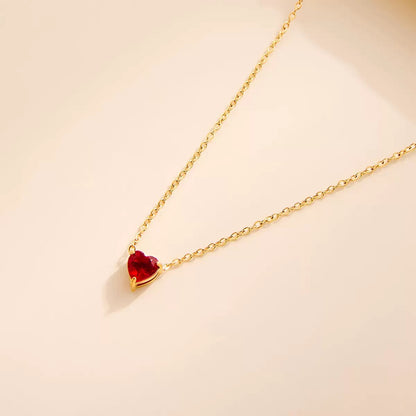 Heart Birthstone Dainty Pendant Necklace