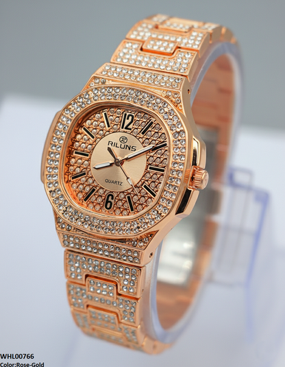 WHL00766 ZWA Rhinestone Round Dial Women's Watch - WHL