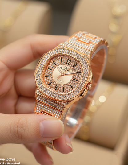 WHL00766 ZWA Rhinestone Round Dial Women's Watch - WHL