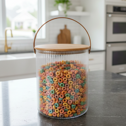 Ribbed Storage Bucket with Wooden Lid & Handle by Limon