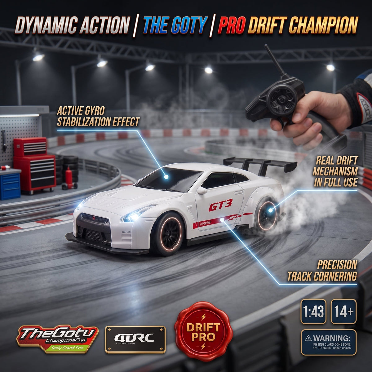 1:43 Scale 4DRC Remote Control GT3 Drift Racing Car