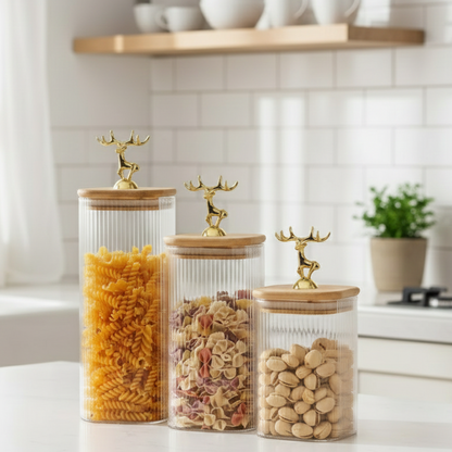 Imperial Stag Glass Jars Trio (1113)