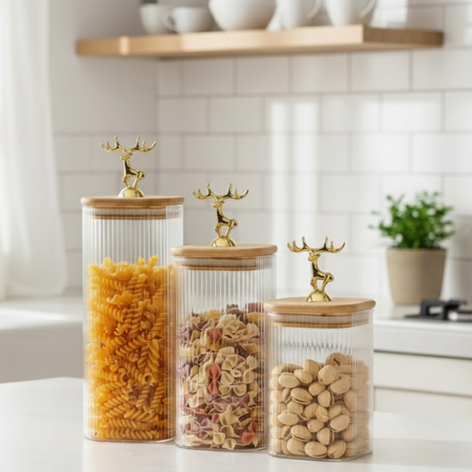 Imperial Stag Glass Jars Trio (1113)