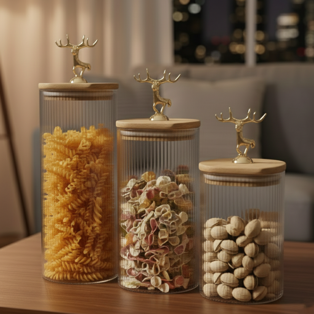 Imperial Stag Glass Jars Trio (1113)