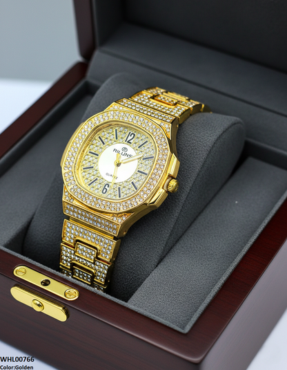WHL00766 ZWA Rhinestone Round Dial Women's Watch - WHL