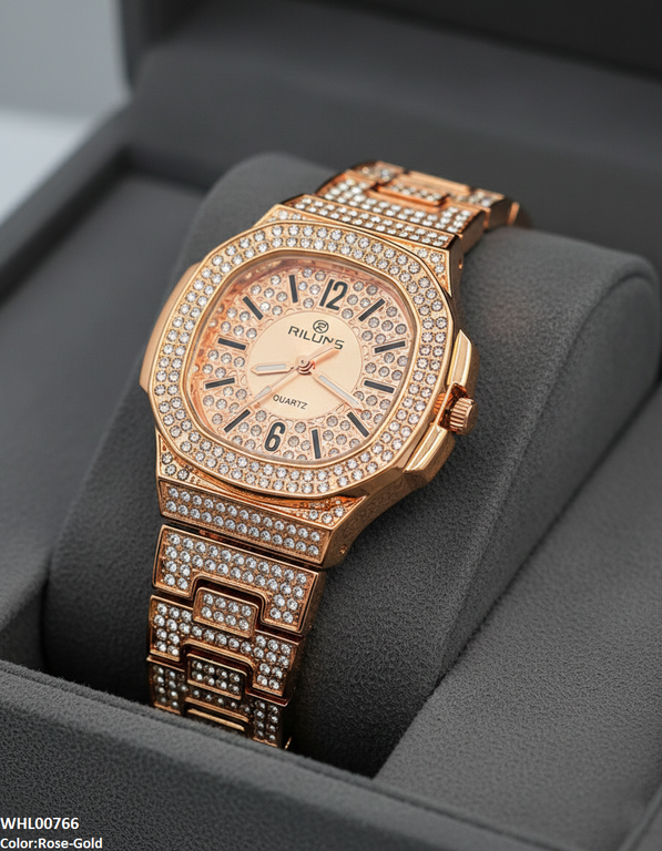 WHL00766 ZWA Rhinestone Round Dial Women's Watch - WHL