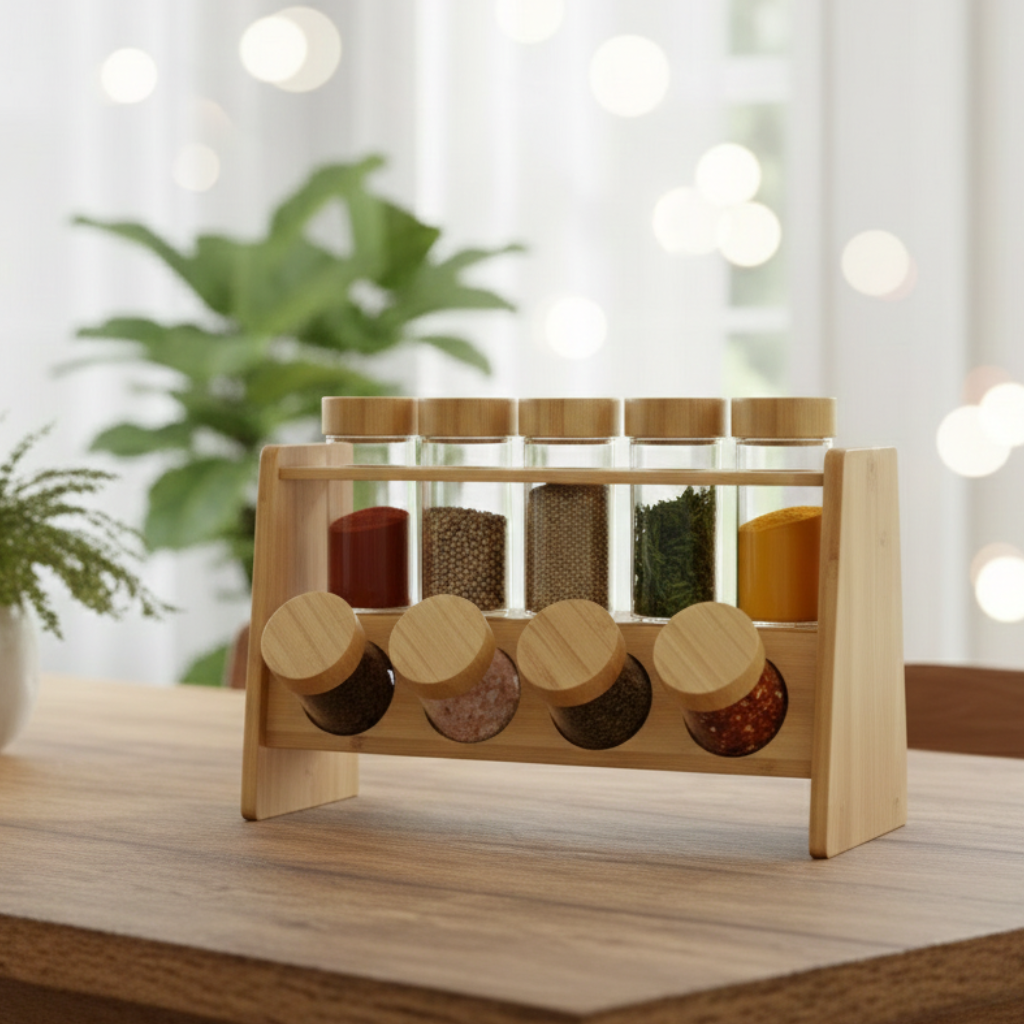 8-Pcs Glass Spice Storage Jars Ensemble (1104)