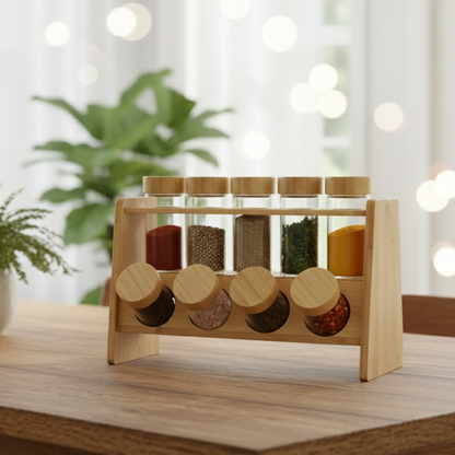 8-Pcs Glass Spice Storage Jars Ensemble (1104)