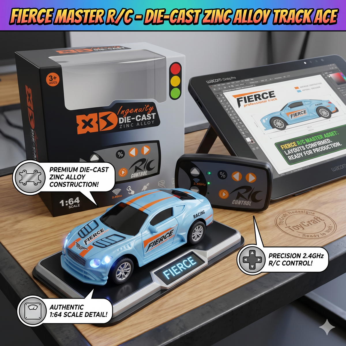 1:64 Scale Die-Cast Remote Control Drift Racing Car