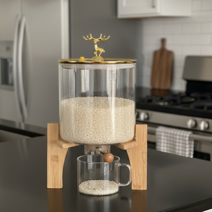 2in1 Glass Grain Storage Bin and Dispenser