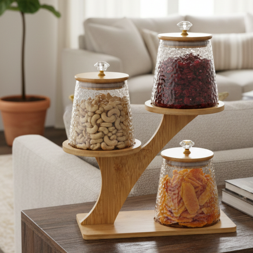 TriLevel Bamboo Pantry Display (1117)