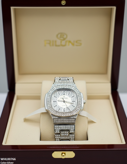 WHL00766 ZWA Rhinestone Round Dial Women's Watch - WHL