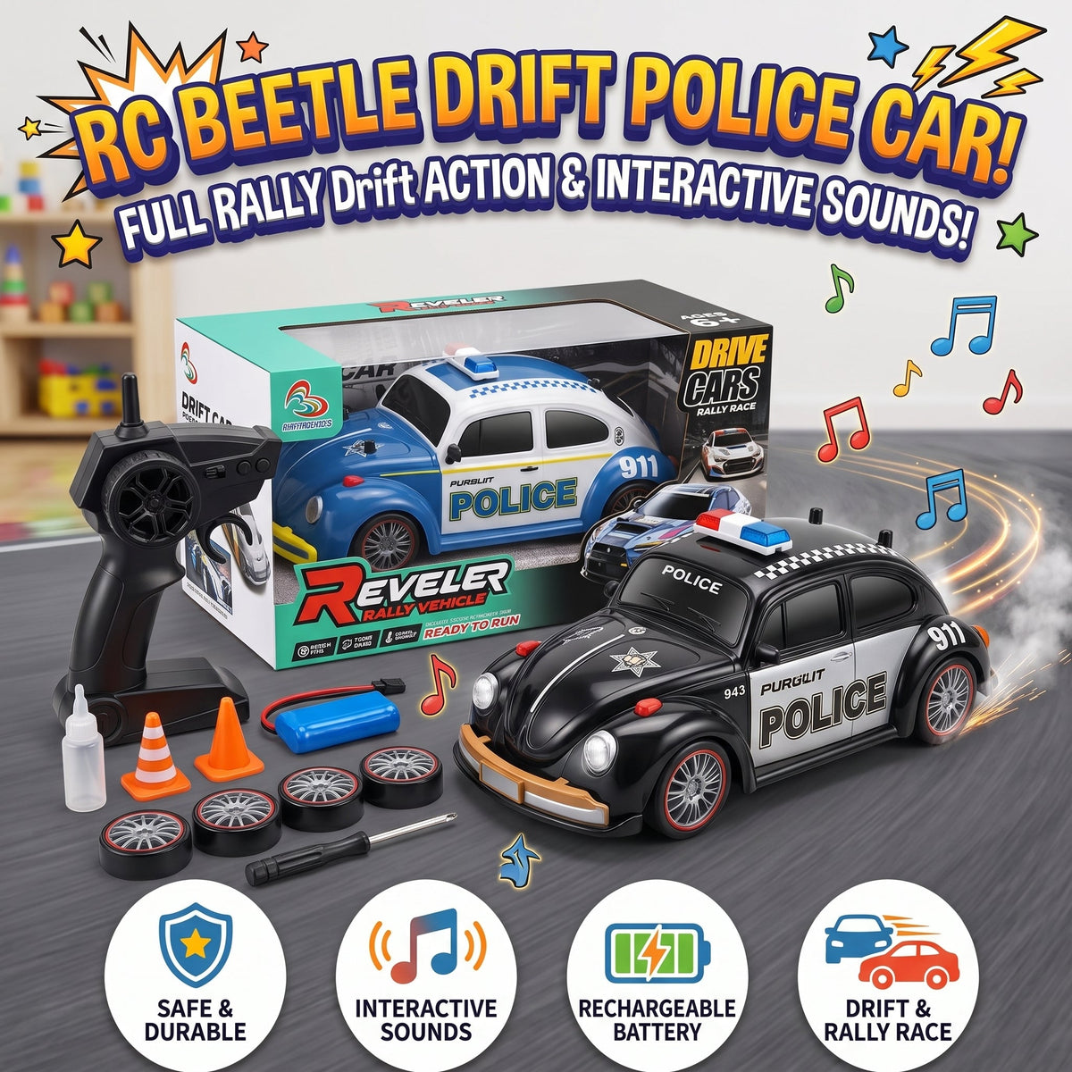 Remote Control Reveler Police Drift Car