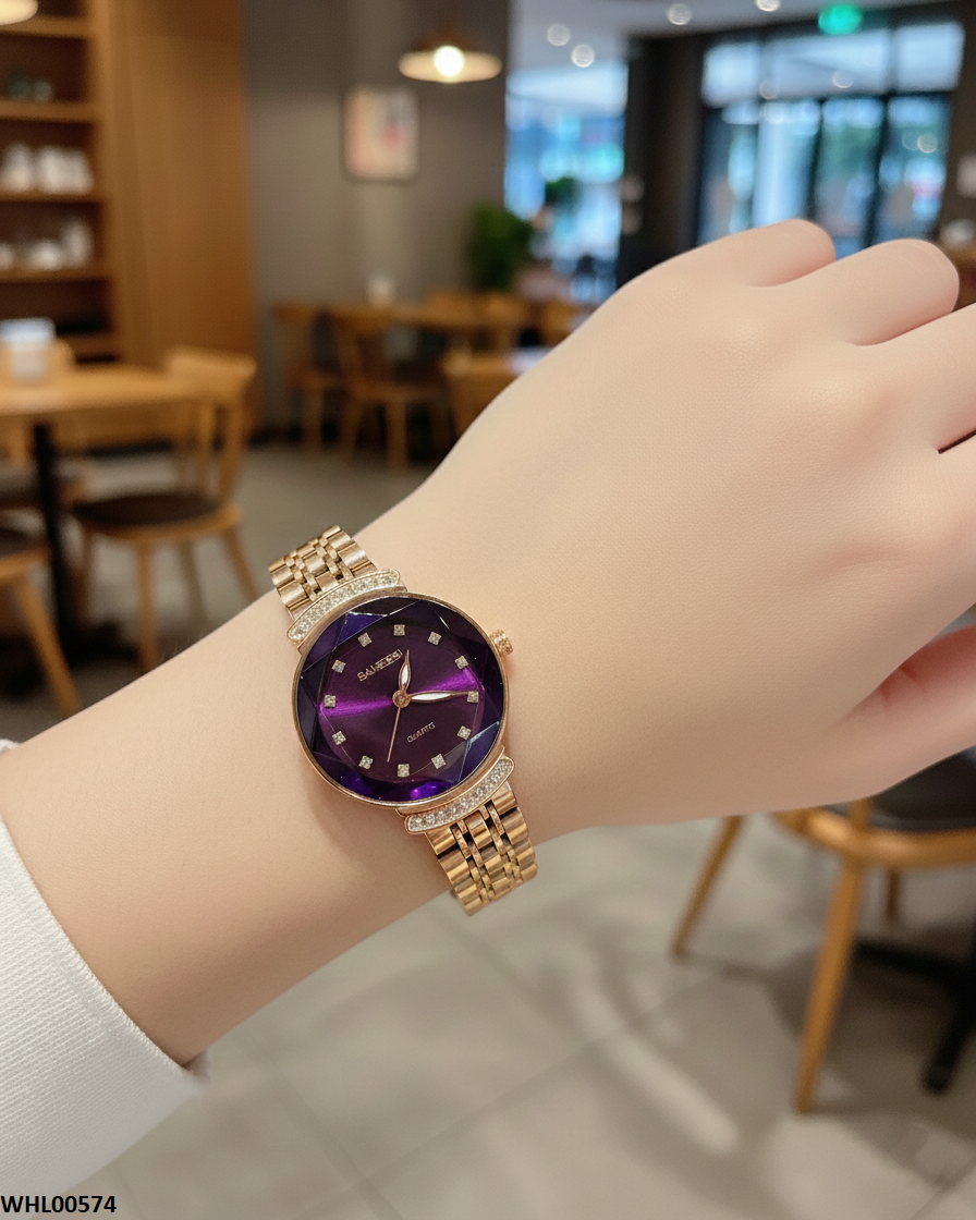 WHL00574 HWR Round Purple Dial Women's Watch - WHL