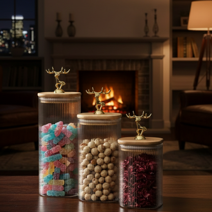 Imperial Stag Glass Jars Trio (1113)