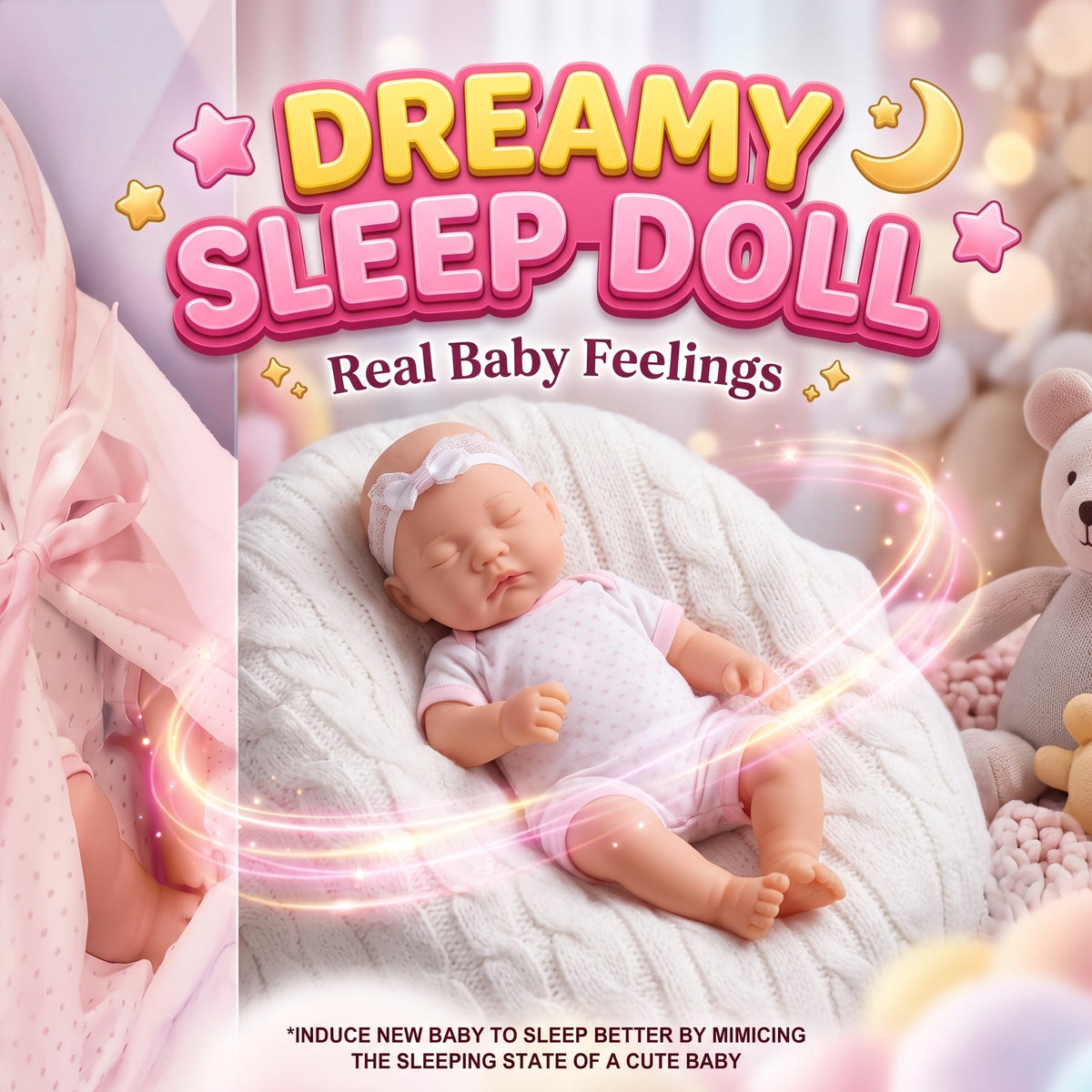 Sleeping Expression Sweet Baby Doll in Pink