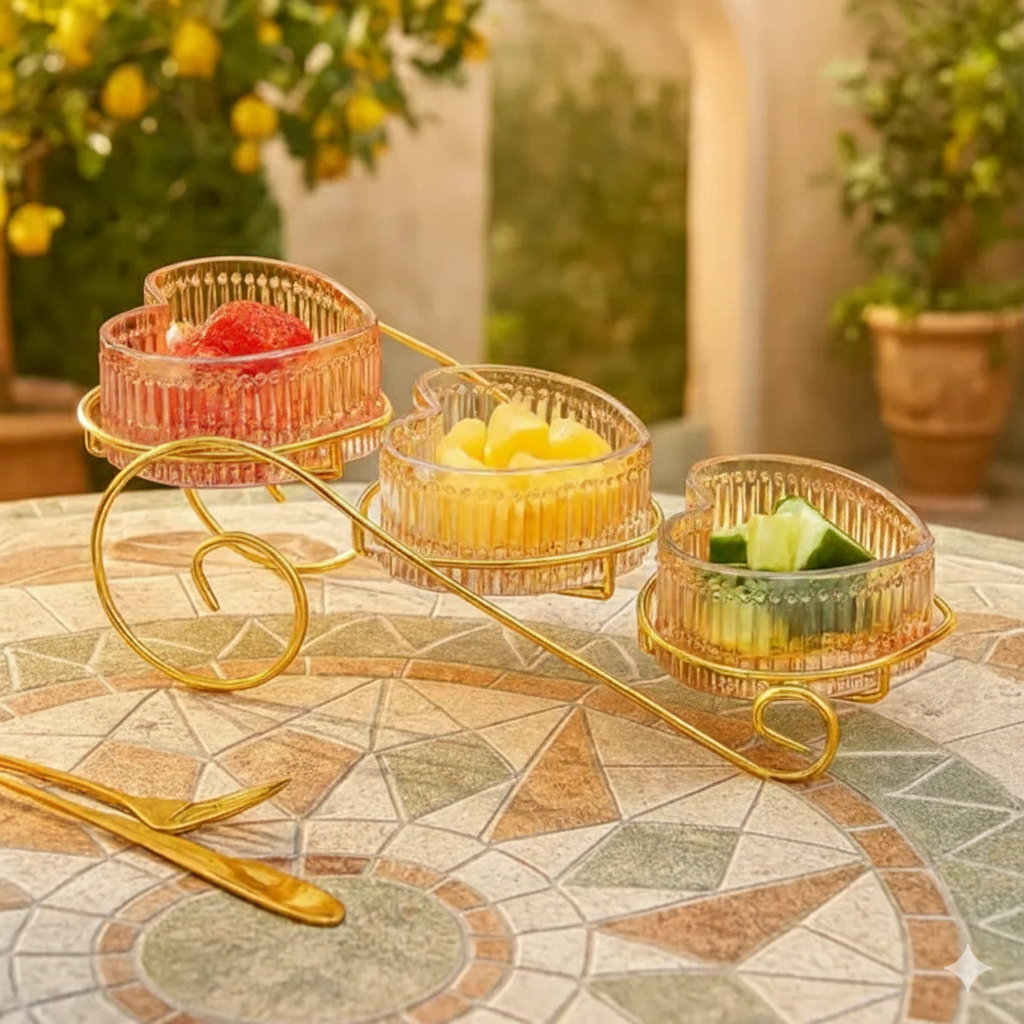 EliteCurve Heart-Shaped Glass Serving Trio (1120)