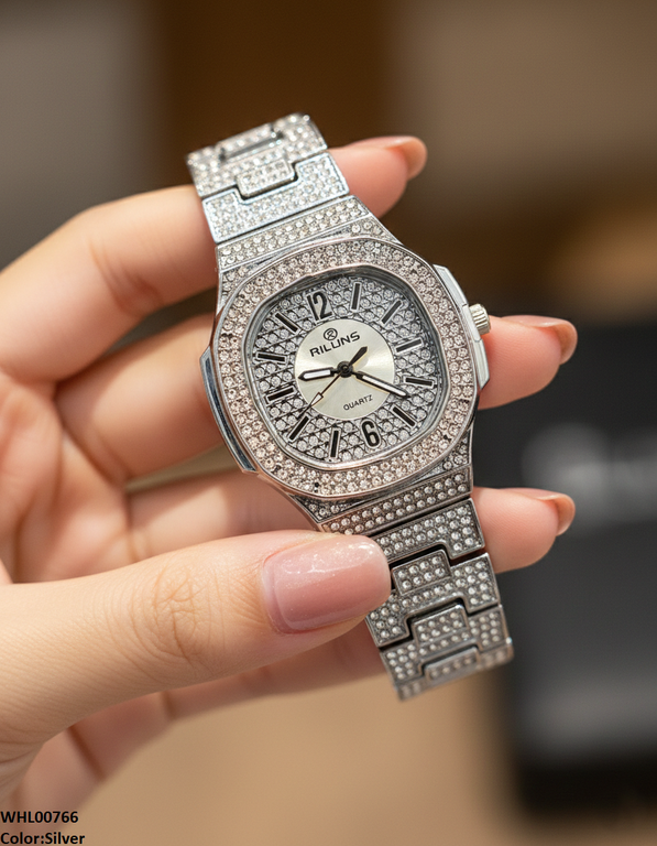 WHL00766 ZWA Rhinestone Round Dial Women's Watch - WHL