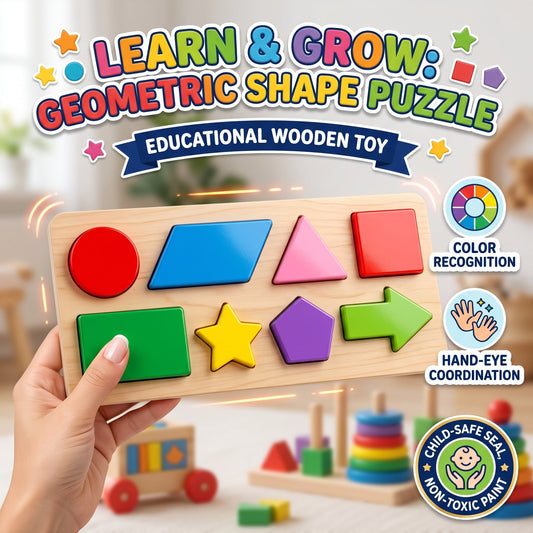 8-Piece Wooden Colour And Shape Puzzle Board Game