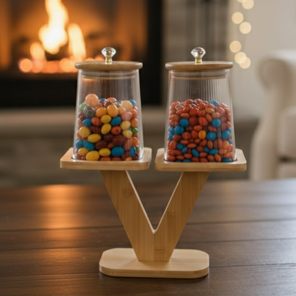 V-Crest Ribbed Glass Bamboo Display (1110)