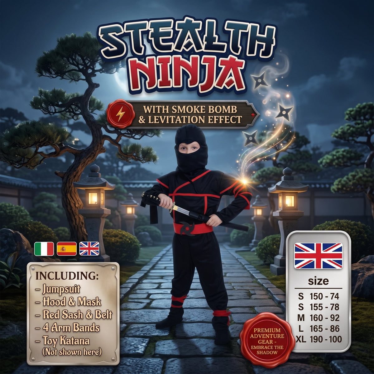 Kids Stealth Ninja Warrior Costume