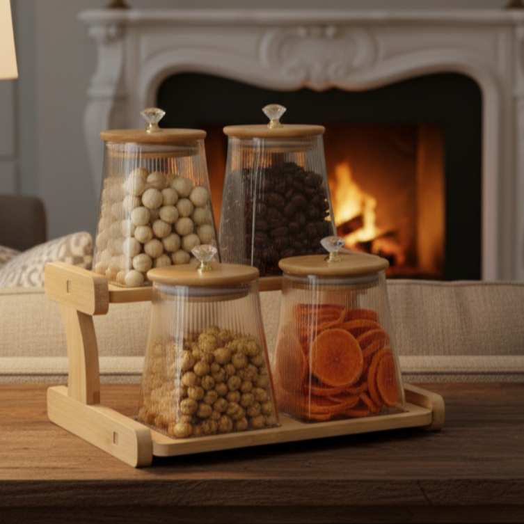 WoodCrest Ribbed & Tinted Glass Display (1111)