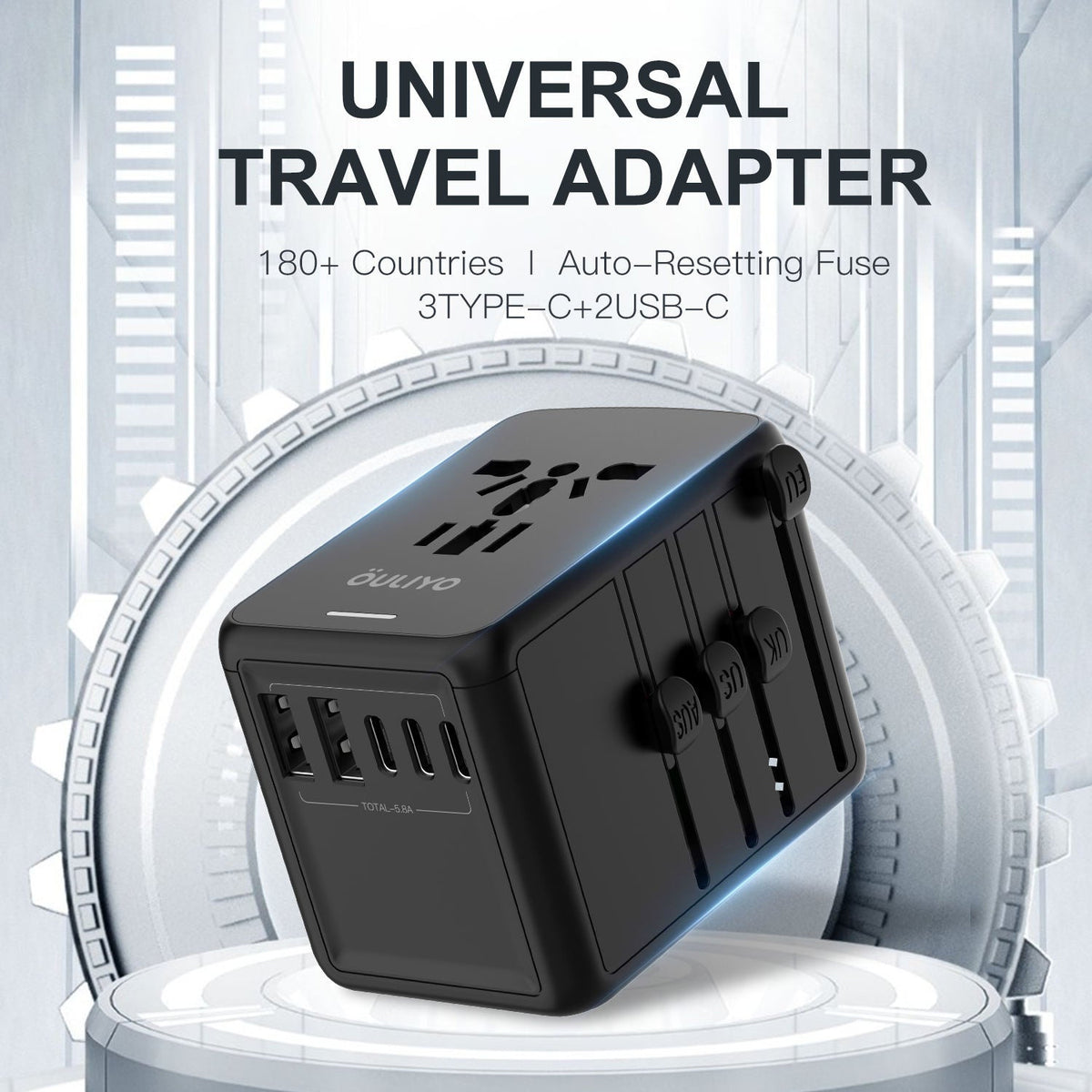 Universal Travel Adapter With USB 2x USB A And 2x USB C