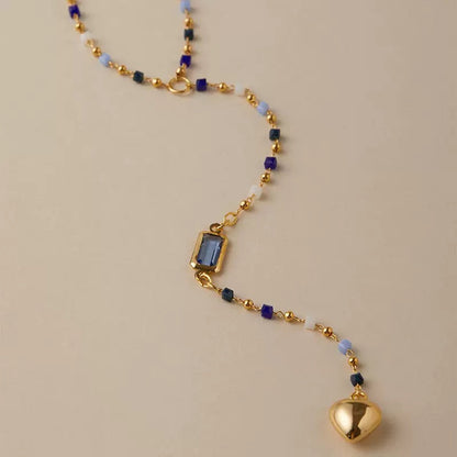 Azure Heart Lariat Necklace