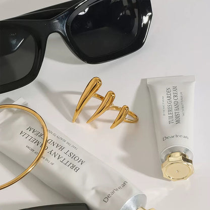 Golden Triple Claw Statement Ring