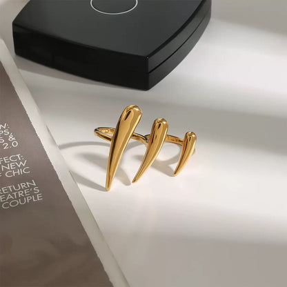 Golden Triple Claw Statement Ring