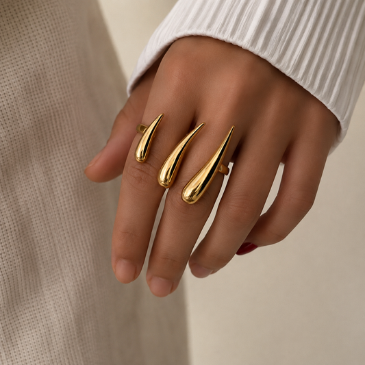 Golden Triple Claw Statement Ring