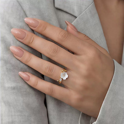 White Blossom Marquise Adjustable Bypass Ring