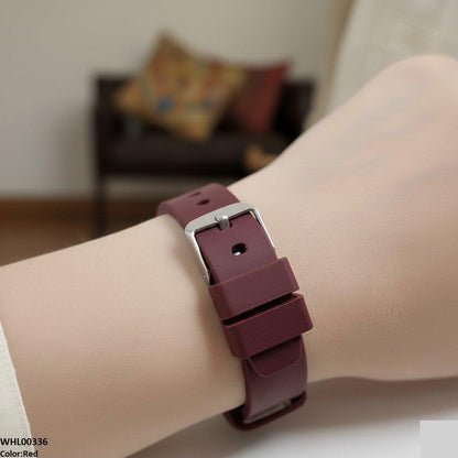 WHL00336 BWS Rectangle Stone Dial Women Rubber Strap Watch - WHL
