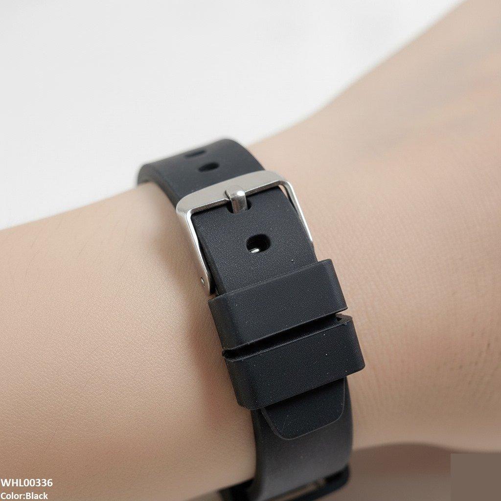 WHL00336 BWS Rectangle Stone Dial Women Rubber Strap Watch - WHL